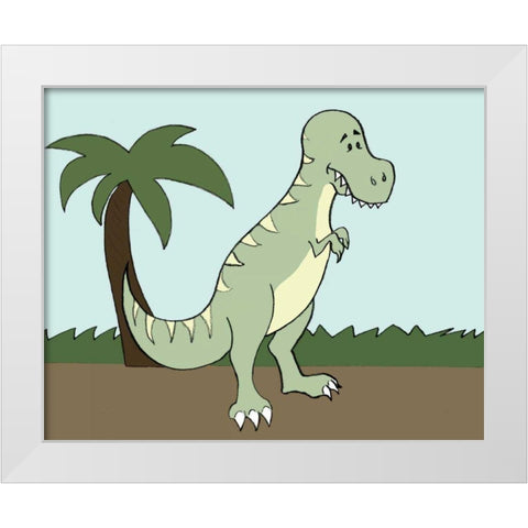 Prehistoric Playtime I White Modern Wood Framed Art Print by Ilosky, Pam