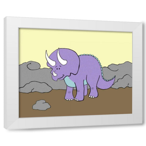 Prehistoric Playtime II White Modern Wood Framed Art Print by Ilosky, Pam