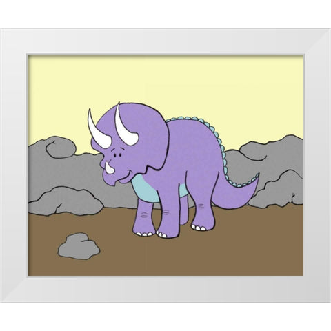 Prehistoric Playtime II White Modern Wood Framed Art Print by Ilosky, Pam