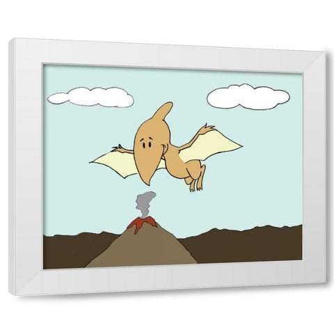 Prehistoric Playtime III White Modern Wood Framed Art Print by Ilosky, Pam