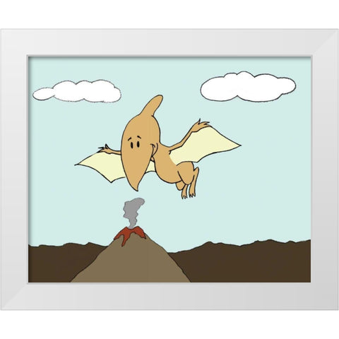 Prehistoric Playtime III White Modern Wood Framed Art Print by Ilosky, Pam