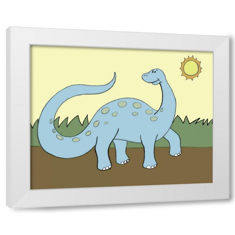 Prehistoric Playtime IV White Modern Wood Framed Art Print by Ilosky, Pam
