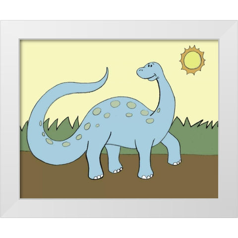 Prehistoric Playtime IV White Modern Wood Framed Art Print by Ilosky, Pam