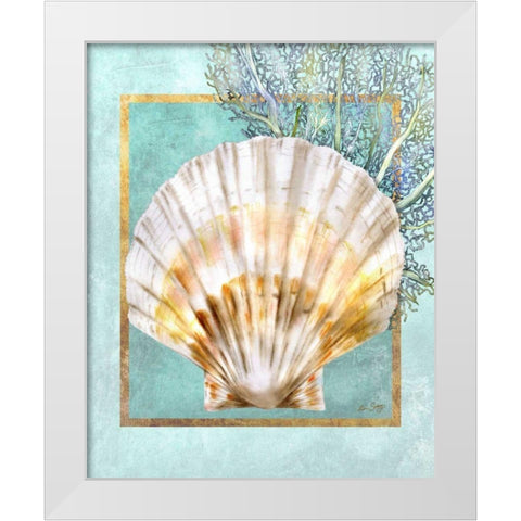 Scallop Shell and Coral White Modern Wood Framed Art Print by Schory, Lori