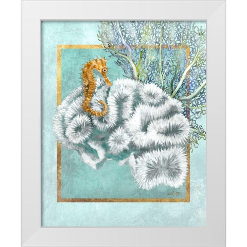 Coral and Seahorse White Modern Wood Framed Art Print by Schory, Lori