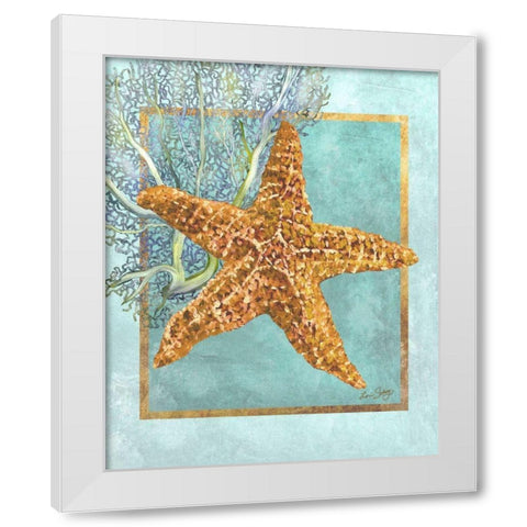 Starfish and Coral White Modern Wood Framed Art Print by Schory, Lori