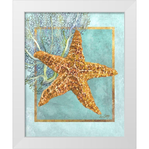 Starfish and Coral White Modern Wood Framed Art Print by Schory, Lori
