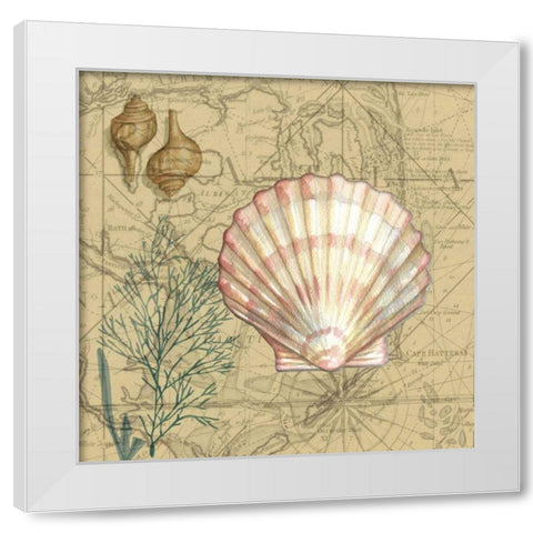 Coastal Map Collage I White Modern Wood Framed Art Print by Vision Studio
