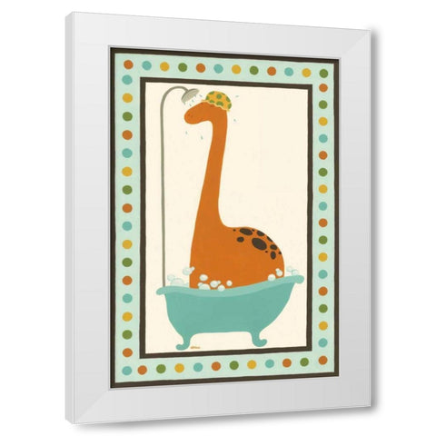 Rub-A-Dub Dino I White Modern Wood Framed Art Print by Vess, June Erica