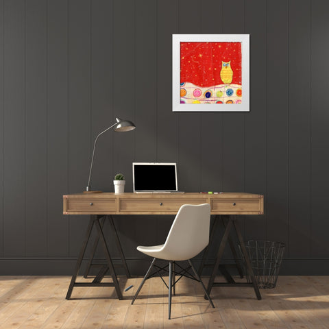 Feathers- Dots and Stripes I White Modern Wood Framed Art Print by Blixt, Ingrid