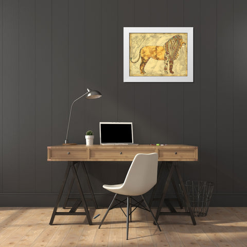 Royal Lion White Modern Wood Framed Art Print by Zarris, Chariklia