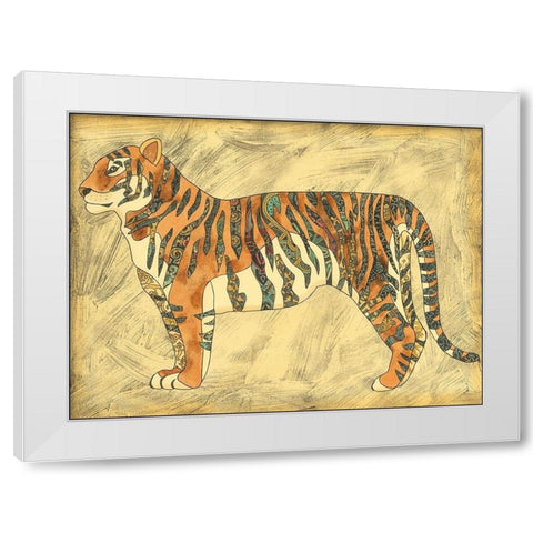 Royal Tiger White Modern Wood Framed Art Print by Zarris, Chariklia