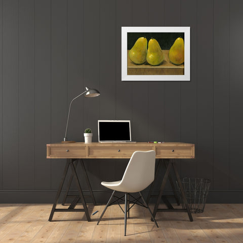 Pear Study White Modern Wood Framed Art Print by OToole, Tim