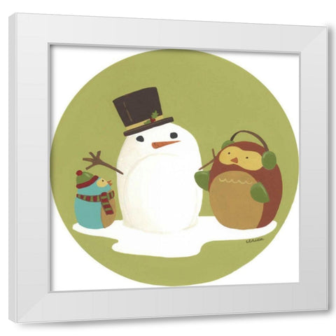 Happy Owlidays I White Modern Wood Framed Art Print by Vess, June Erica