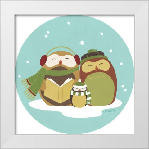 Happy Owlidays II White Modern Wood Framed Art Print by Vess, June Erica