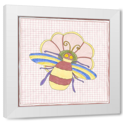 Silhouette on Pink Gingham I White Modern Wood Framed Art Print by Slocum, Nancy