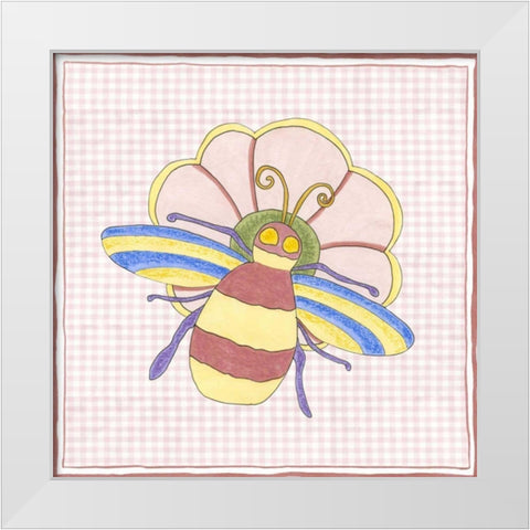 Silhouette on Pink Gingham I White Modern Wood Framed Art Print by Slocum, Nancy