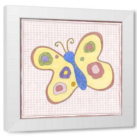 Silhouette on Pink Gingham II White Modern Wood Framed Art Print by Slocum, Nancy