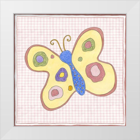 Silhouette on Pink Gingham II White Modern Wood Framed Art Print by Slocum, Nancy