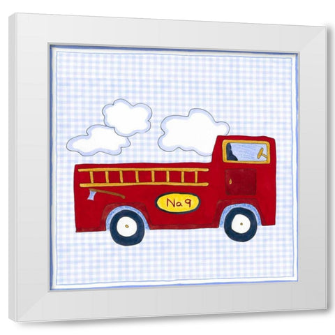 Silhouette on Blue Gingham I White Modern Wood Framed Art Print by Slocum, Nancy