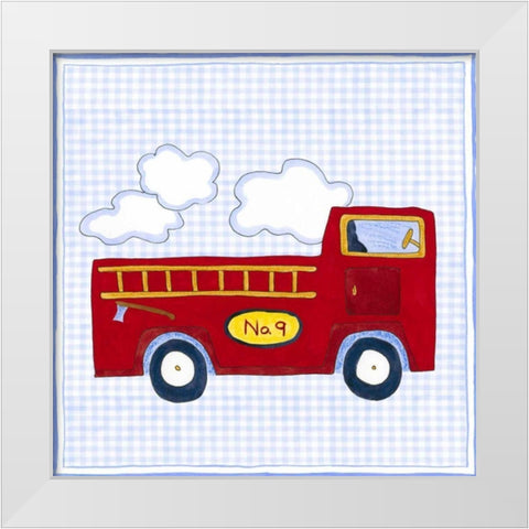 Silhouette on Blue Gingham I White Modern Wood Framed Art Print by Slocum, Nancy