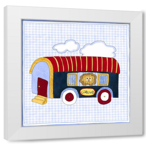 Silhouette on Blue Gingham II White Modern Wood Framed Art Print by Slocum, Nancy