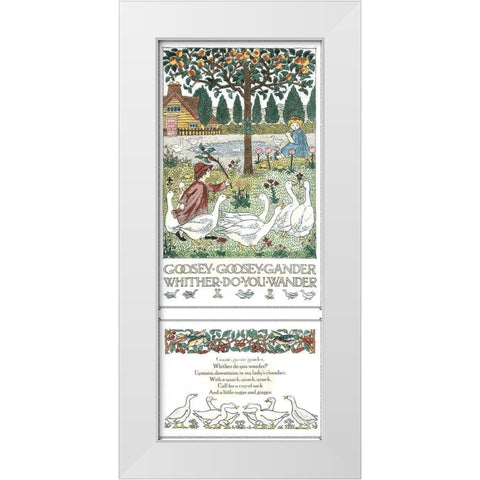 Goosey, Goosey Gander White Modern Wood Framed Art Print by Bedford, Francis D.