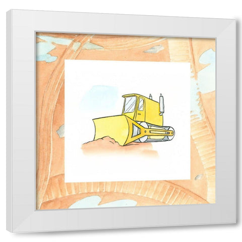 Charlies Bulldozer White Modern Wood Framed Art Print by Swinford, Charles
