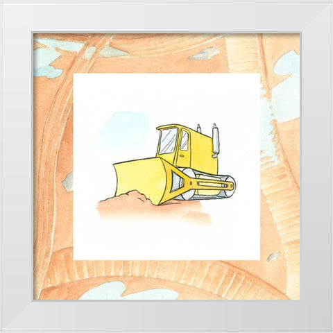 Charlies Bulldozer White Modern Wood Framed Art Print by Swinford, Charles