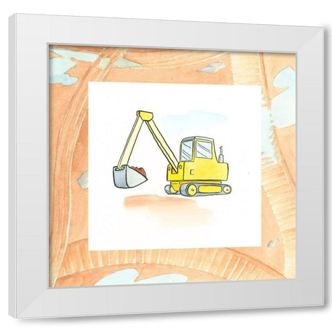 Charlies Backhoe White Modern Wood Framed Art Print by Swinford, Charles