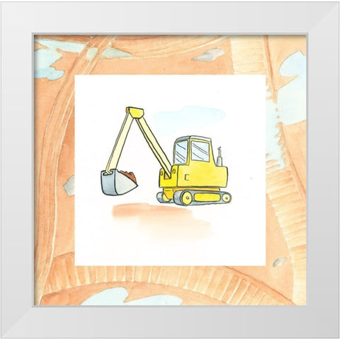 Charlies Backhoe White Modern Wood Framed Art Print by Swinford, Charles