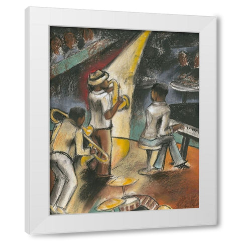 Jazz Riff White Modern Wood Framed Art Print by Goldberger, Jennifer