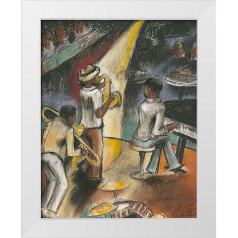 Jazz Riff White Modern Wood Framed Art Print by Goldberger, Jennifer