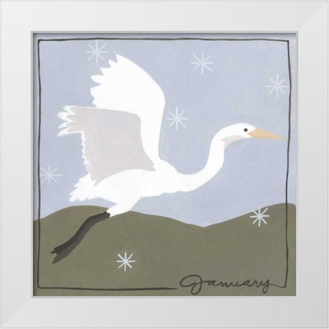 Avian January White Modern Wood Framed Art Print by Meagher, Megan
