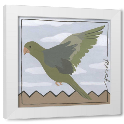 Avian March White Modern Wood Framed Art Print by Meagher, Megan