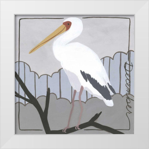Avian December White Modern Wood Framed Art Print by Meagher, Megan