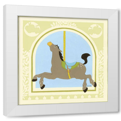 Horse Carousel White Modern Wood Framed Art Print by Vess, June Erica