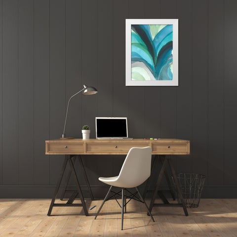Big Blue Leaf I White Modern Wood Framed Art Print by Fuchs, Jodi