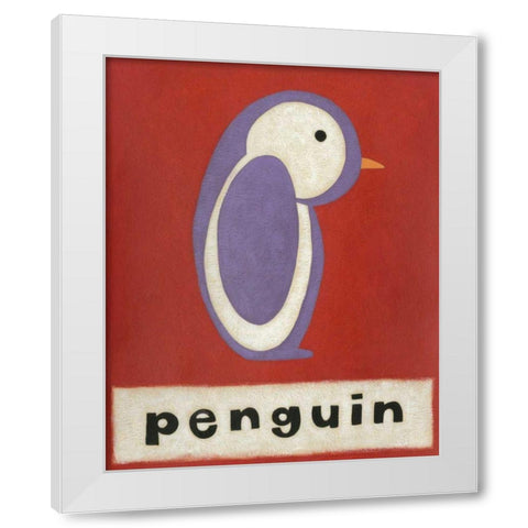 P is for Penguin White Modern Wood Framed Art Print by Zarris, Chariklia