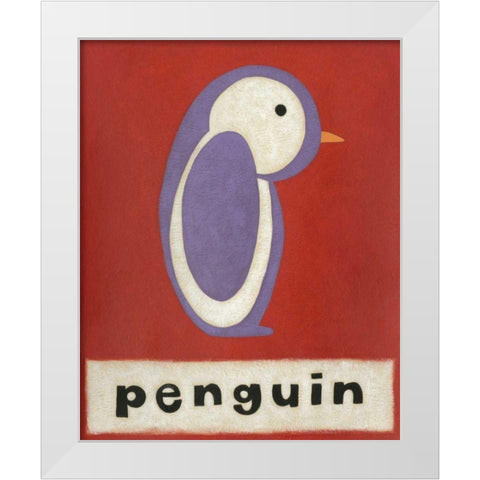 P is for Penguin White Modern Wood Framed Art Print by Zarris, Chariklia