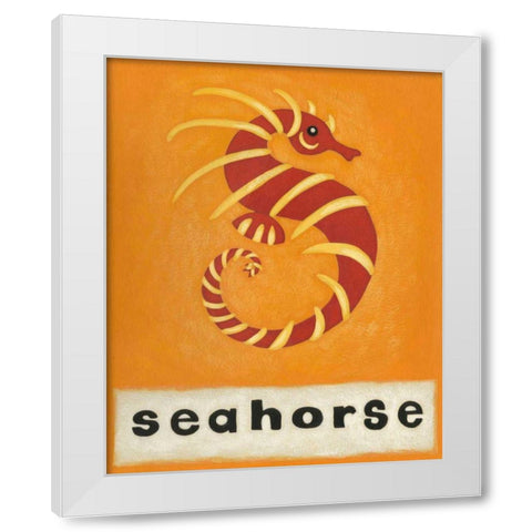 S is for Seahorse White Modern Wood Framed Art Print by Zarris, Chariklia