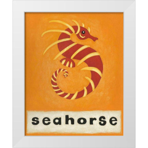 S is for Seahorse White Modern Wood Framed Art Print by Zarris, Chariklia