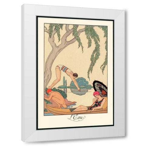 LEau White Modern Wood Framed Art Print by Barbier, George