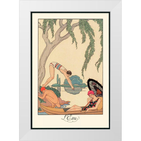 LEau White Modern Wood Framed Art Print by Barbier, George