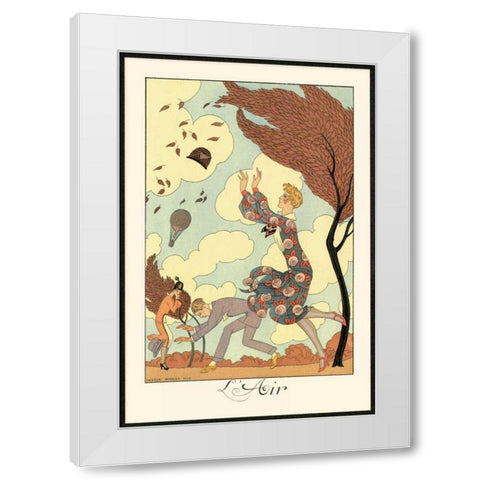 LAir White Modern Wood Framed Art Print by Barbier, George