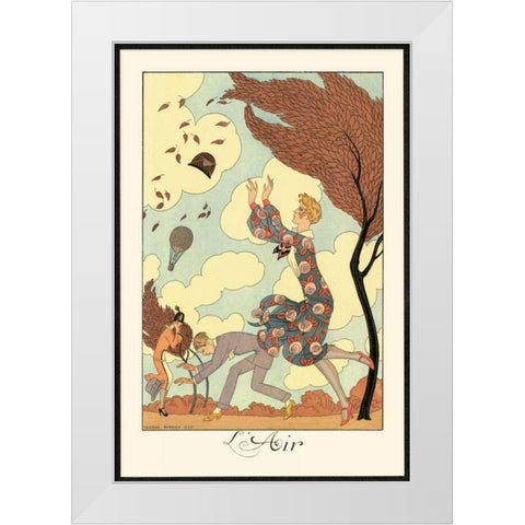 LAir White Modern Wood Framed Art Print by Barbier, George