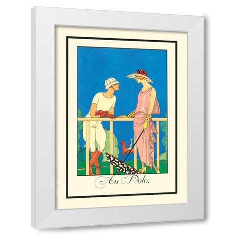 Au Polo White Modern Wood Framed Art Print by Barbier, George
