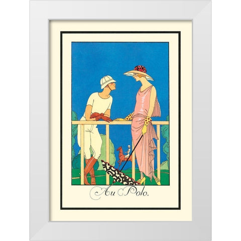 Au Polo White Modern Wood Framed Art Print by Barbier, George