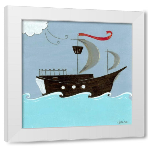 Avast White Modern Wood Framed Art Print by Vess, June Erica