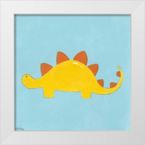 Stegosaurus White Modern Wood Framed Art Print by Vess, June Erica